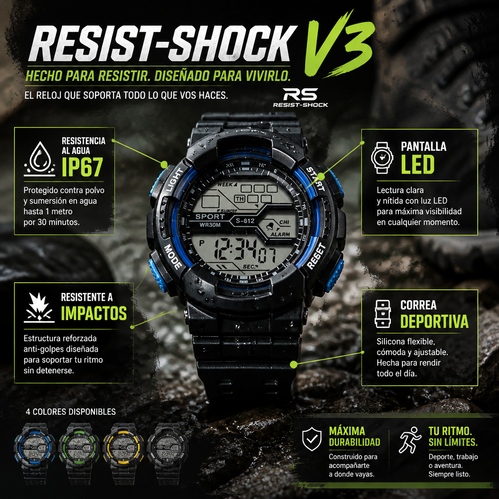Reloj Deportivo Resist-Shock V3 Digital Sport —ULTIMAS 7 UNIDADES
