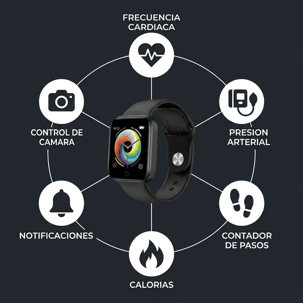 SmartWatch FitPro funciones frecuencia cardiaca presion arterial pasos