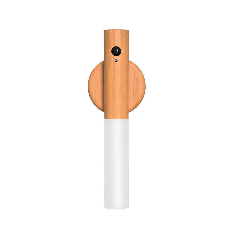 Lámpara antorcha magnética de pared en color madera oscura con sensor de movimiento