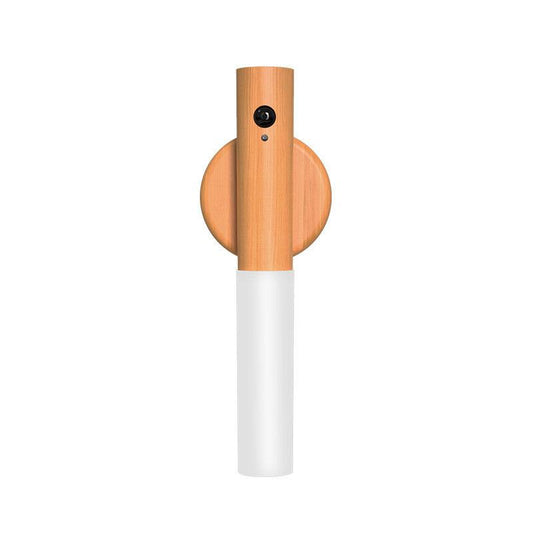 Lámpara antorcha magnética de pared en color madera oscura con sensor de movimiento