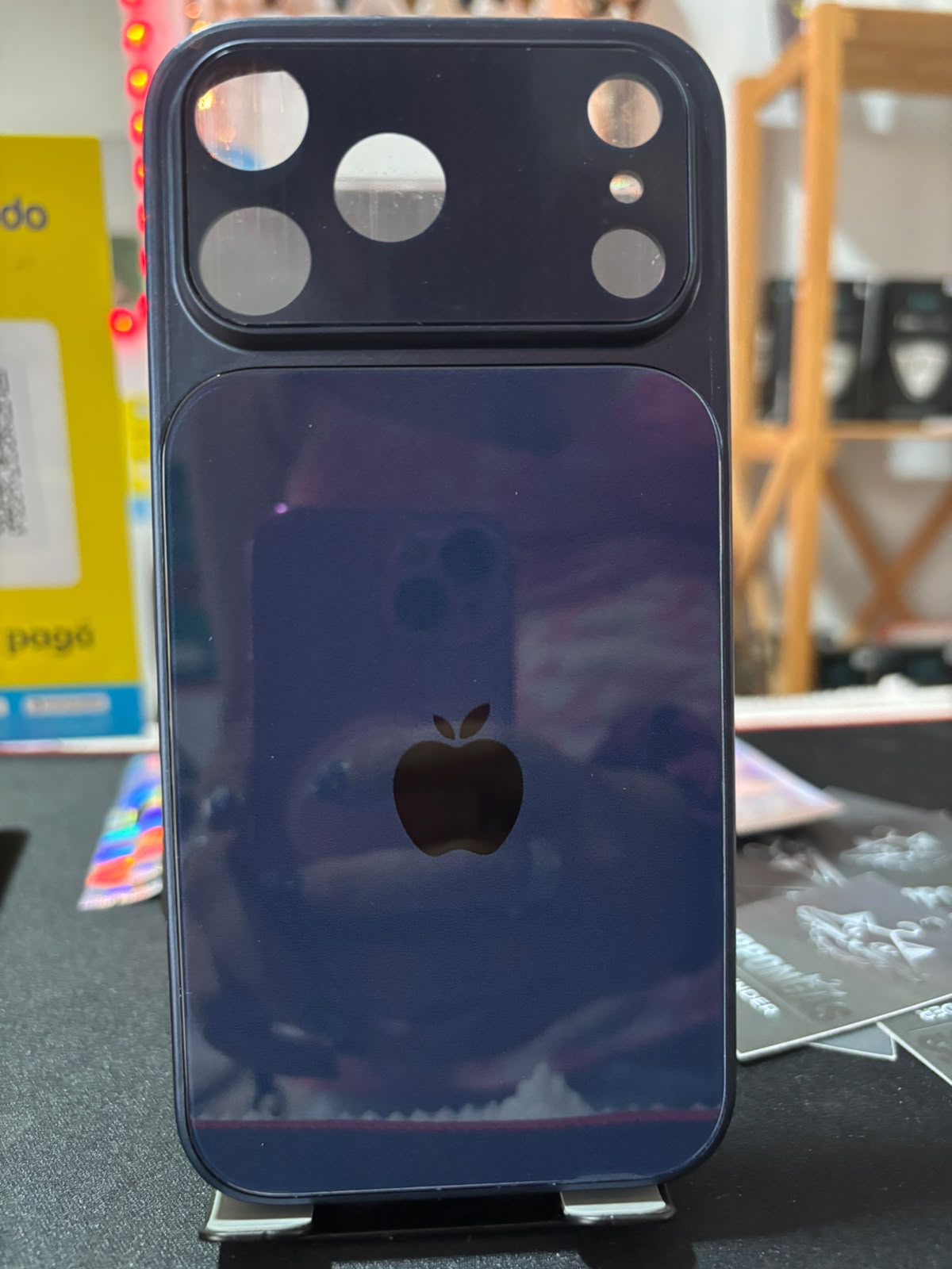Funda cristal liso azul medianoche con ventana de cámara para iPhone 17 Pro Max