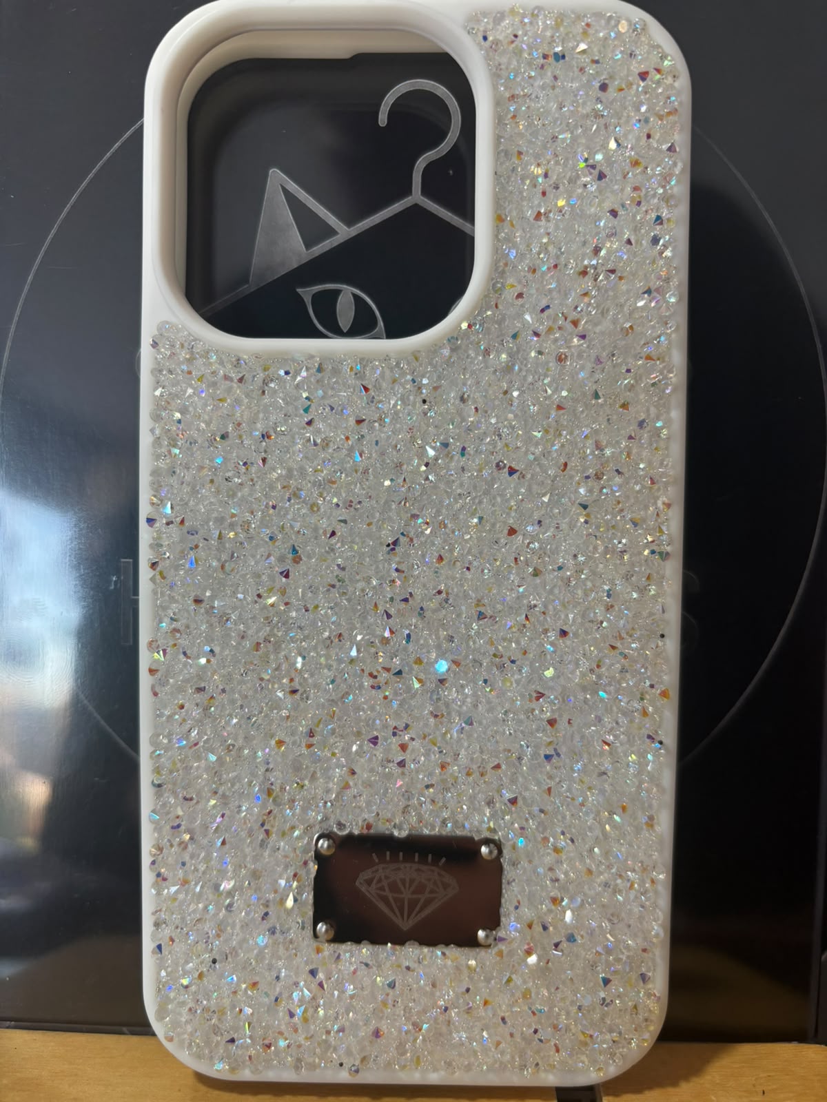 Funda de cristales blancos para iPhone 15 Pro