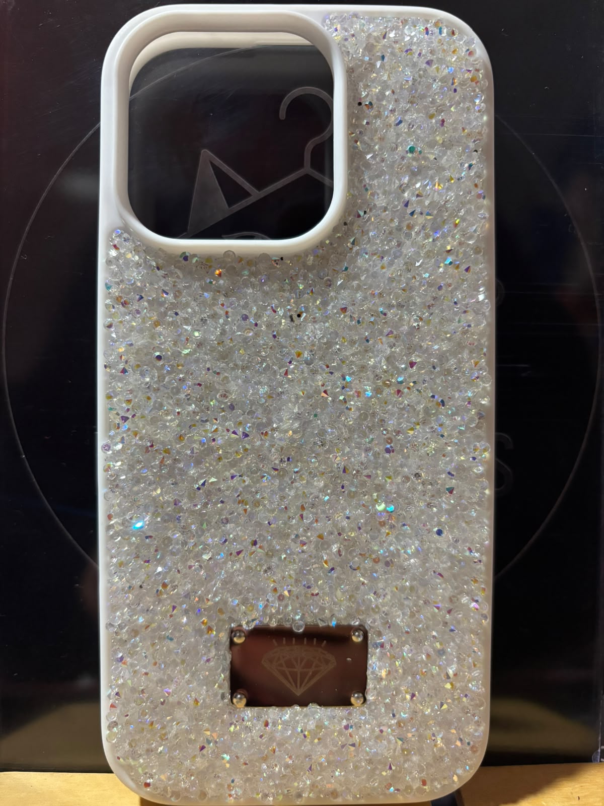 Funda de cristales blancos para iPhone 16 Pro