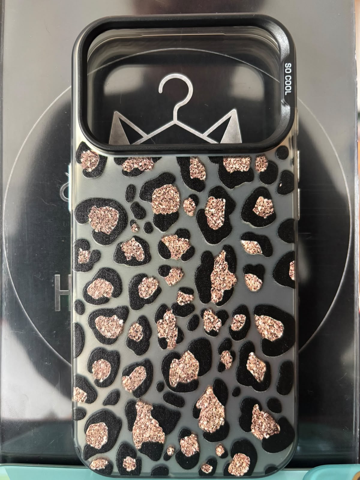 Funda leopardo con glitter rosé para iPhone 17 Pro
