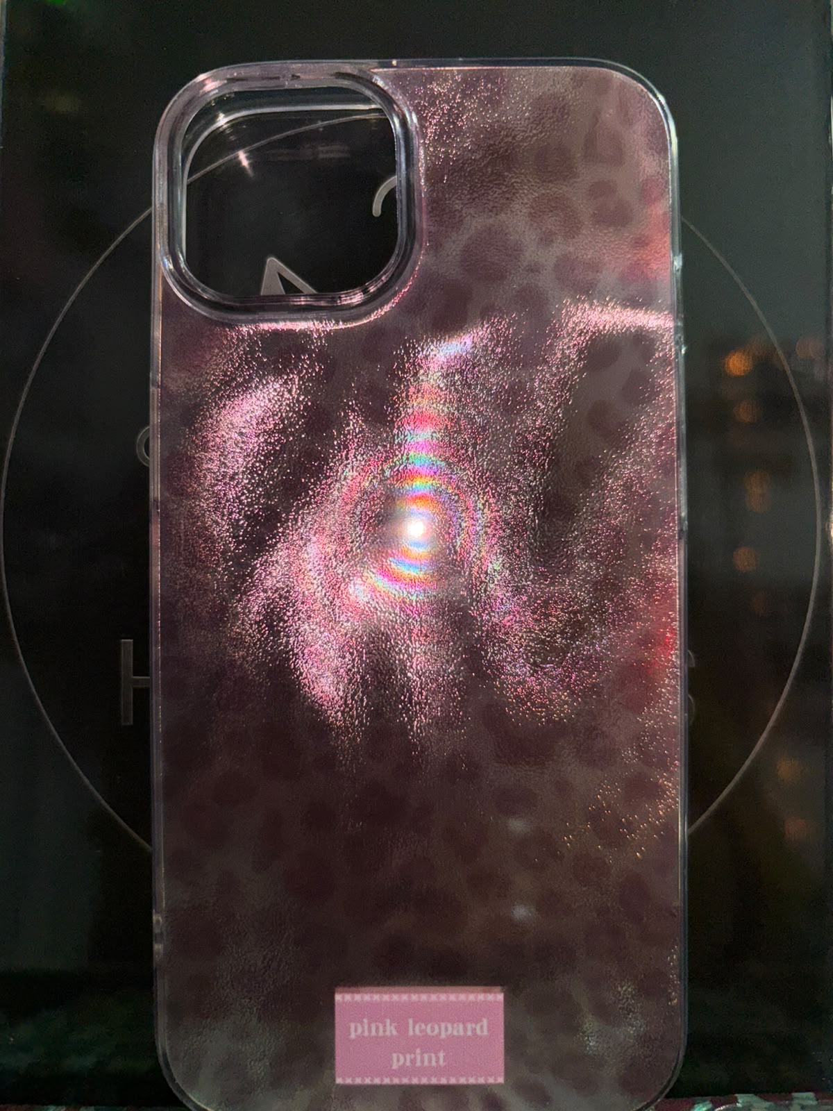 Funda leopardo rosa tornasolado para iPhone 13 y 14