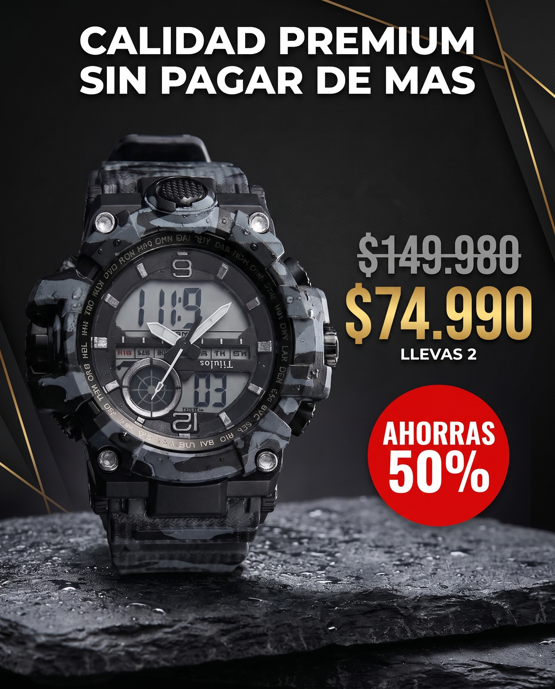 Calidad premium: precio de 149980 rebajado a 74990 los 2, ahorras 50 por ciento